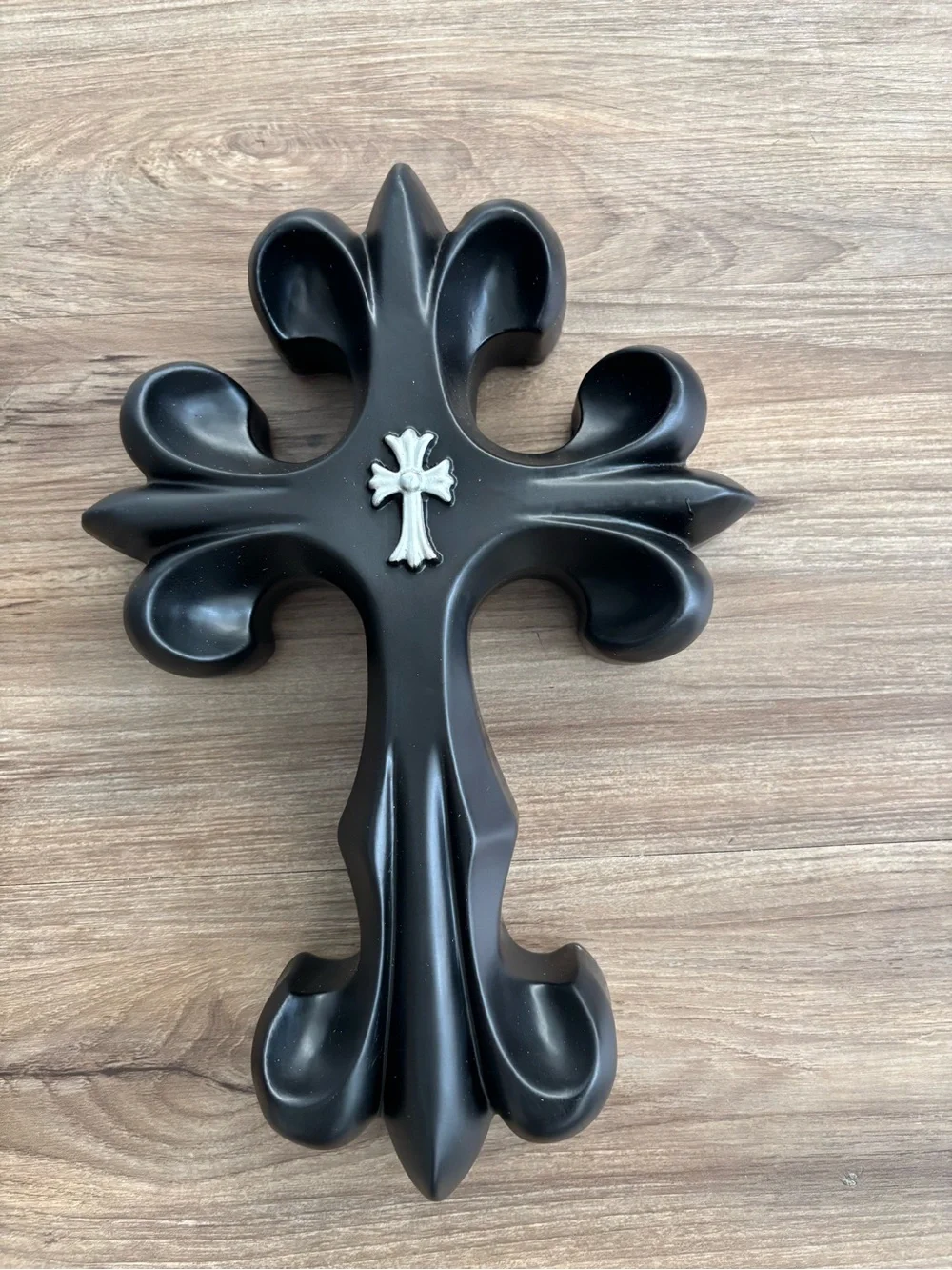 Black Decorative Fleur-de-Lis Wall Cross - Brand